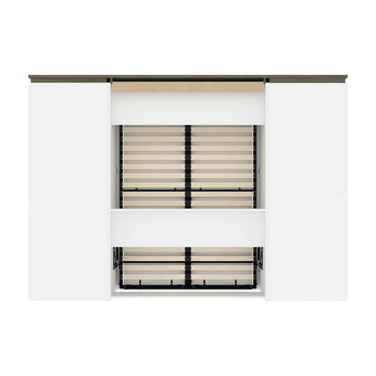 Bestar - Orion 118W Full Murphy Bed with Multifunctional Storage (119W) in White & Walnut Grey - 116863-000017 veiw 4