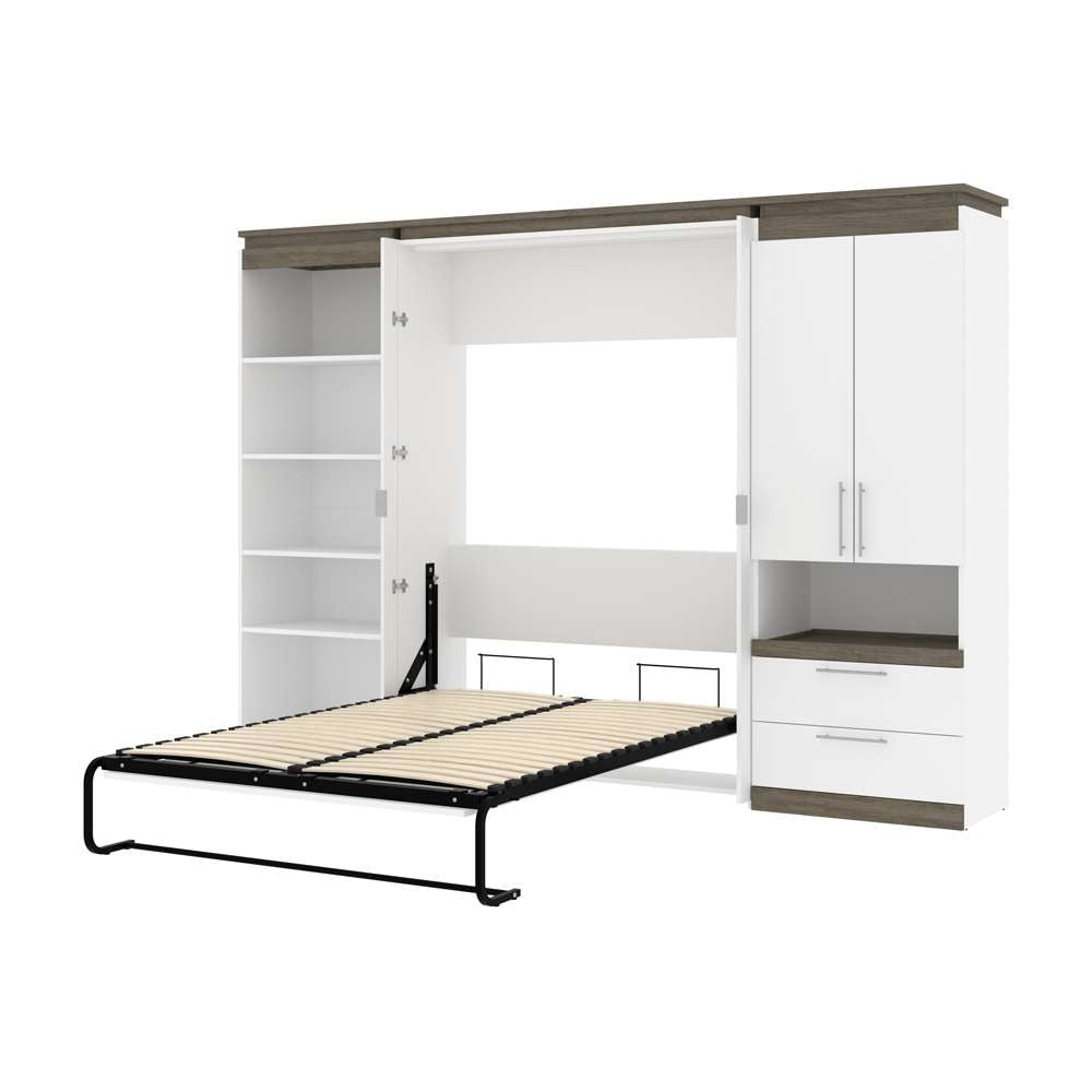 Bestar - Orion 118W Full Murphy Bed with Multifunctional Storage (119W) in White & Walnut Grey - 116863-000017 veiw 6