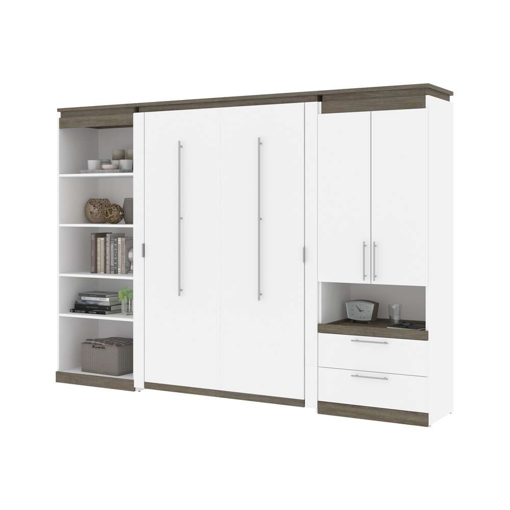 Bestar - Orion 118W Full Murphy Bed with Multifunctional Storage (119W) in White & Walnut Grey - 116863-000017 veiw 7