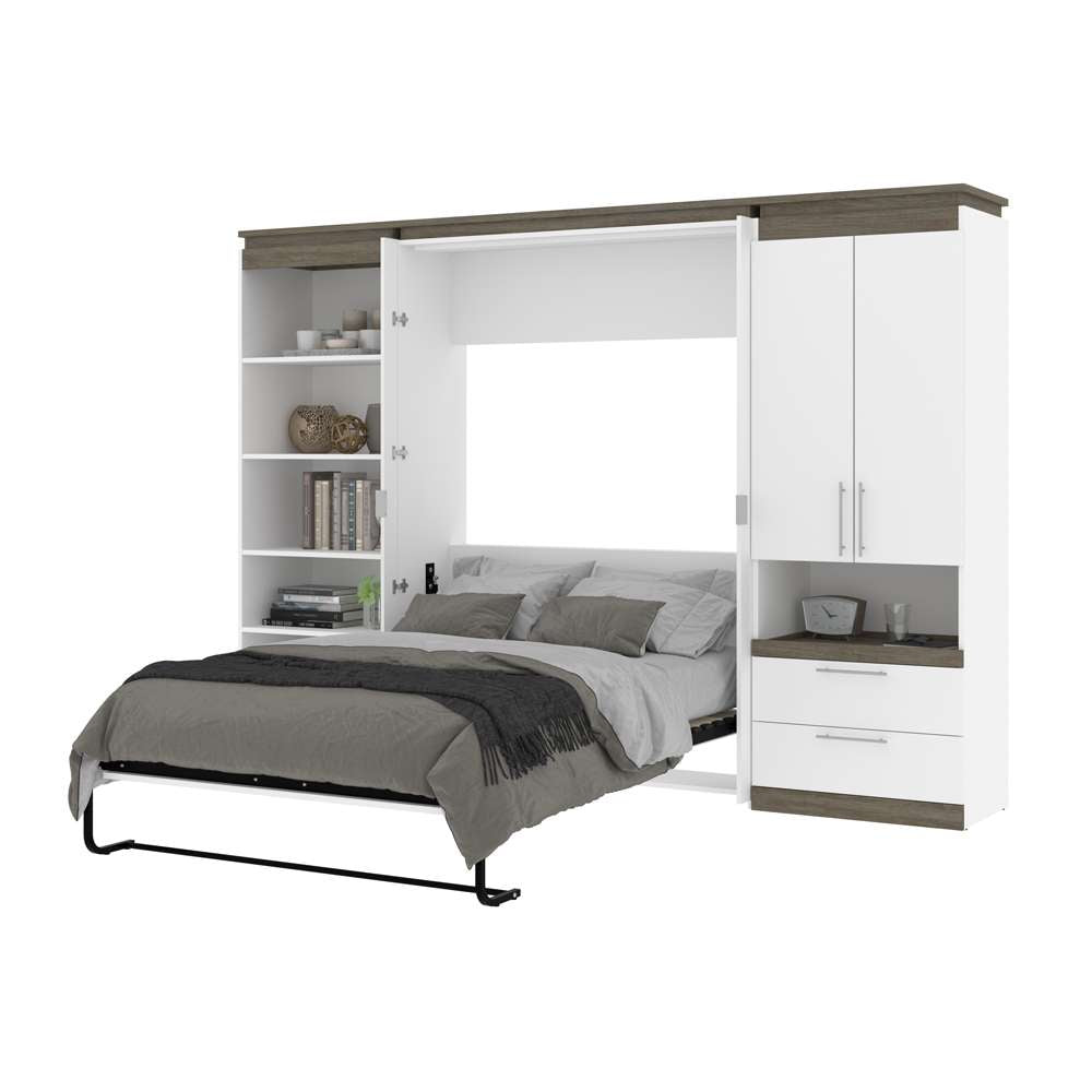 Bestar - Orion 118W Full Murphy Bed with Multifunctional Storage (119W) in White & Walnut Grey - 116863-000017 veiw 8
