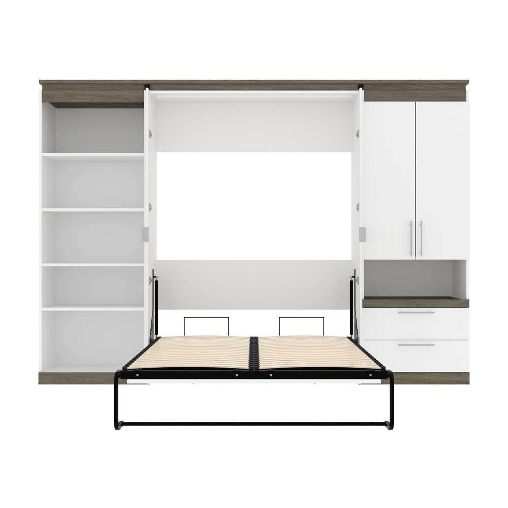 Bestar - Orion 118W Full Murphy Bed with Multifunctional Storage (119W) in White & Walnut Grey - 116863-000017 veiw 9