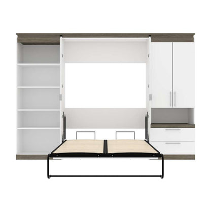 Bestar - Orion 118W Full Murphy Bed with Multifunctional Storage (119W) in White & Walnut Grey - 116863-000017 veiw 9