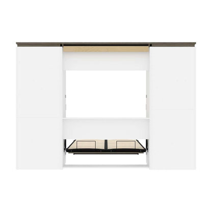 Bestar - Orion 118W Full Murphy Bed with Multifunctional Storage (119W) in White & Walnut Grey - 116863-000017 veiw 11
