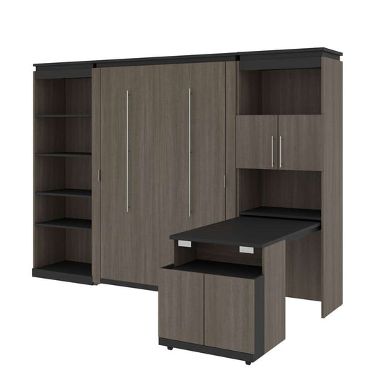 Bestar - Orion 118W Full Murphy Bed with Shelving and Fold-Out Desk (119W) in Bark Gray & Graphite - 116866-000047 veiw 1