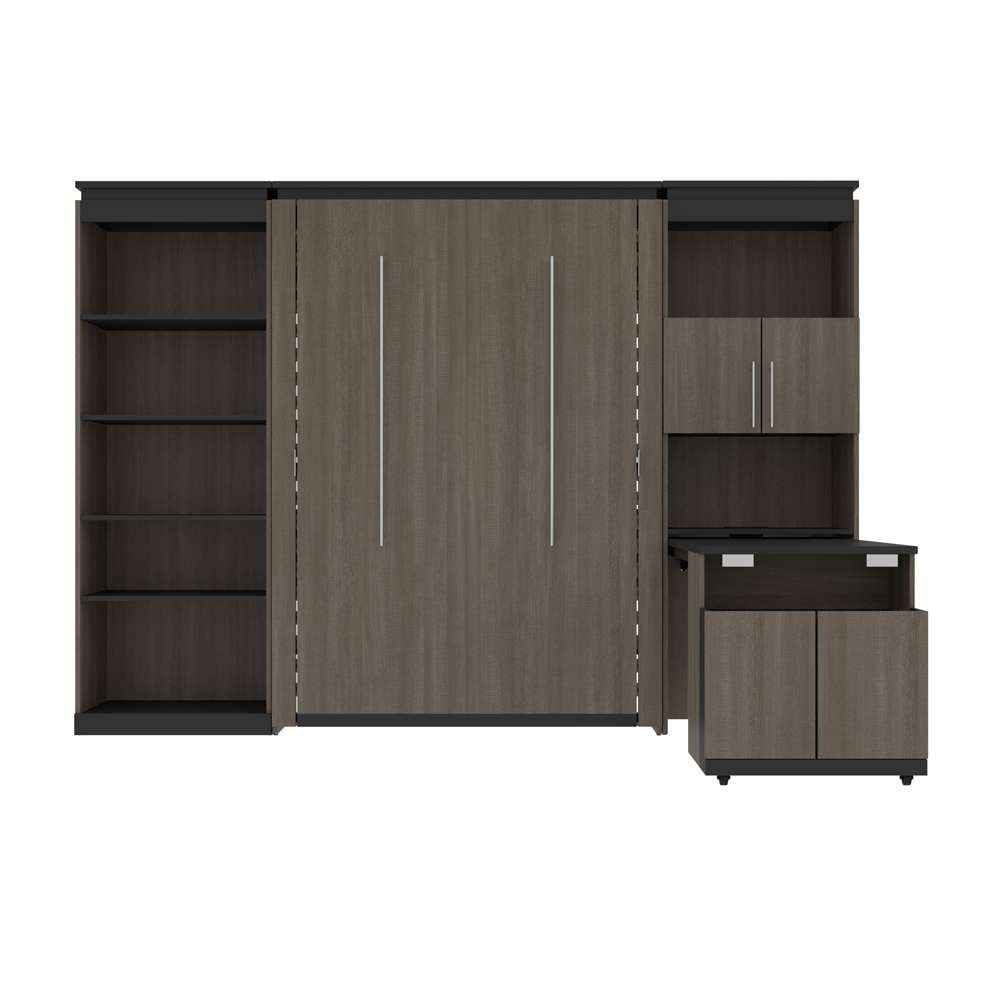 Bestar - Orion 118W Full Murphy Bed with Shelving and Fold-Out Desk (119W) in Bark Gray & Graphite - 116866-000047 veiw 3