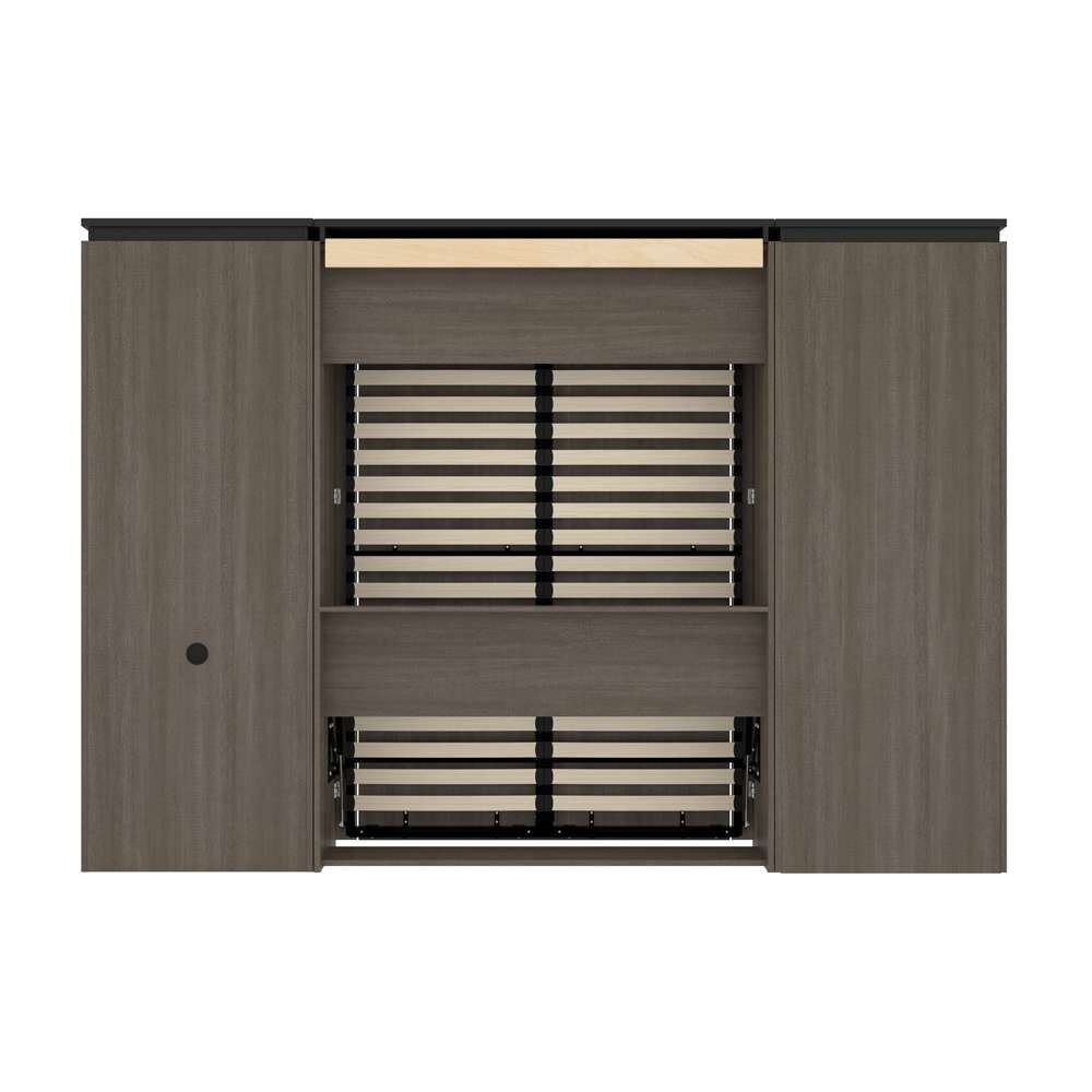 Bestar - Orion 118W Full Murphy Bed with Shelving and Fold-Out Desk (119W) in Bark Gray & Graphite - 116866-000047 veiw 5