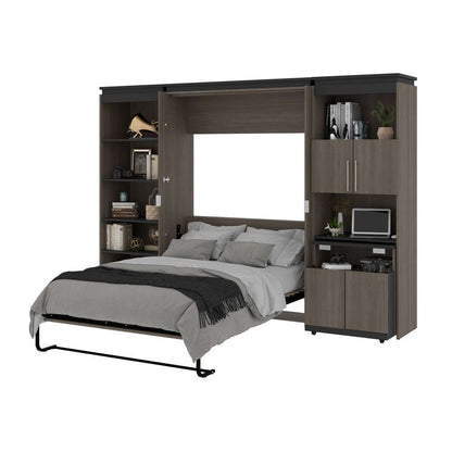Bestar - Orion 118W Full Murphy Bed with Shelving and Fold-Out Desk (119W) in Bark Gray & Graphite - 116866-000047 veiw 8