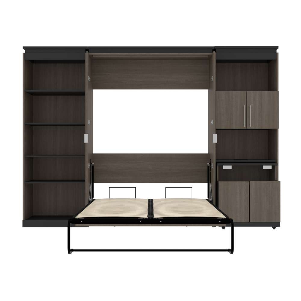 Bestar - Orion 118W Full Murphy Bed with Shelving and Fold-Out Desk (119W) in Bark Gray & Graphite - 116866-000047 veiw 9