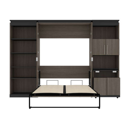 Bestar - Orion 118W Full Murphy Bed with Shelving and Fold-Out Desk (119W) in Bark Gray & Graphite - 116866-000047 veiw 9