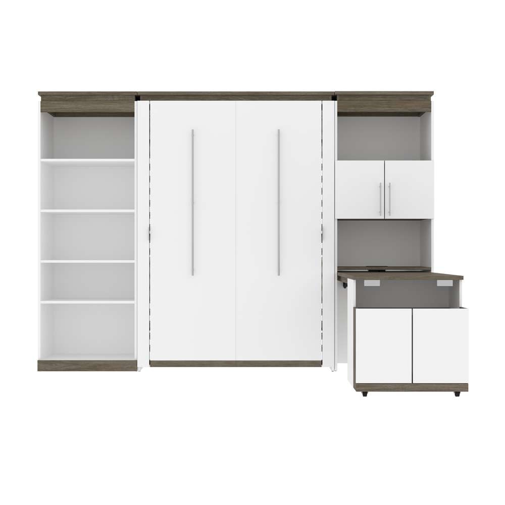 Bestar - Orion 118W Full Murphy Bed with Shelving and Fold-Out Desk (119W) in White & Walnut Grey - 116866-000017 veiw 3