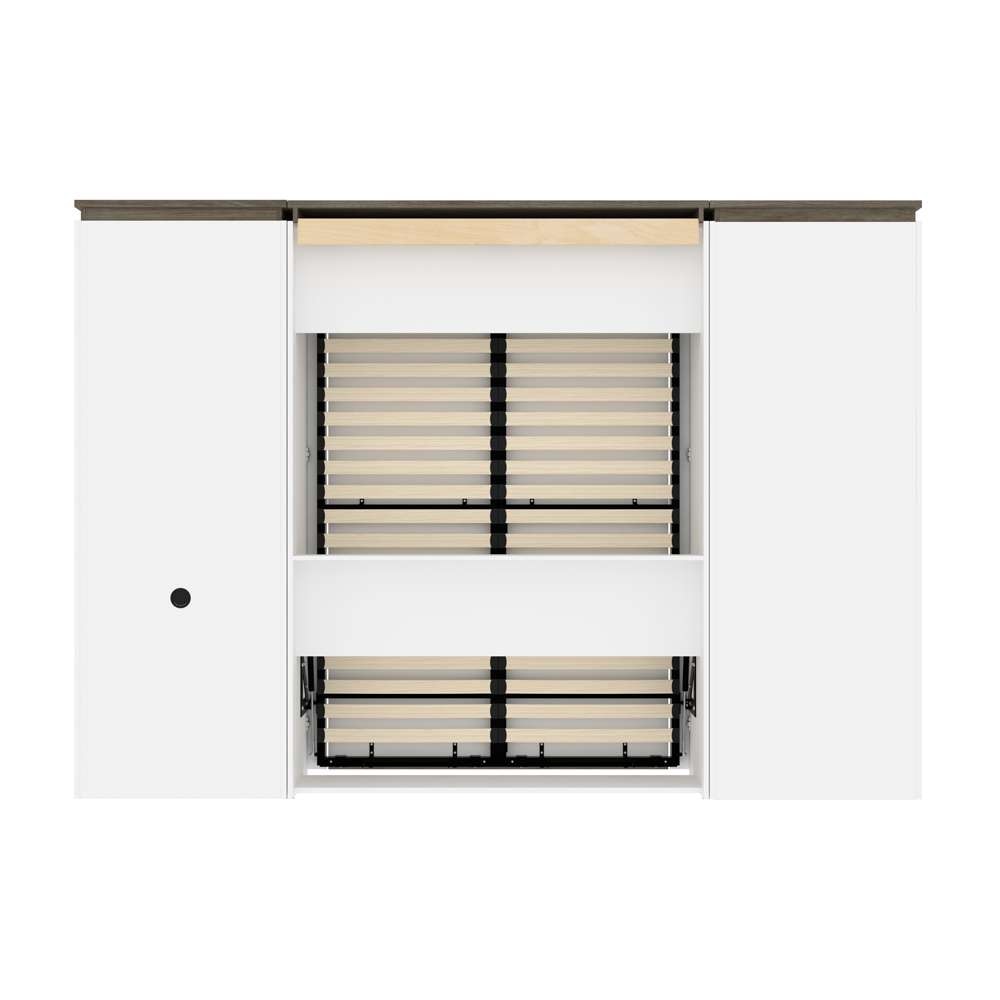 Bestar - Orion 118W Full Murphy Bed with Shelving and Fold-Out Desk (119W) in White & Walnut Grey - 116866-000017 veiw 5