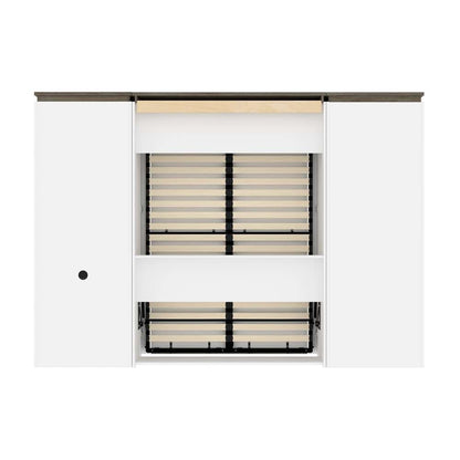 Bestar - Orion 118W Full Murphy Bed with Shelving and Fold-Out Desk (119W) in White & Walnut Grey - 116866-000017 veiw 5