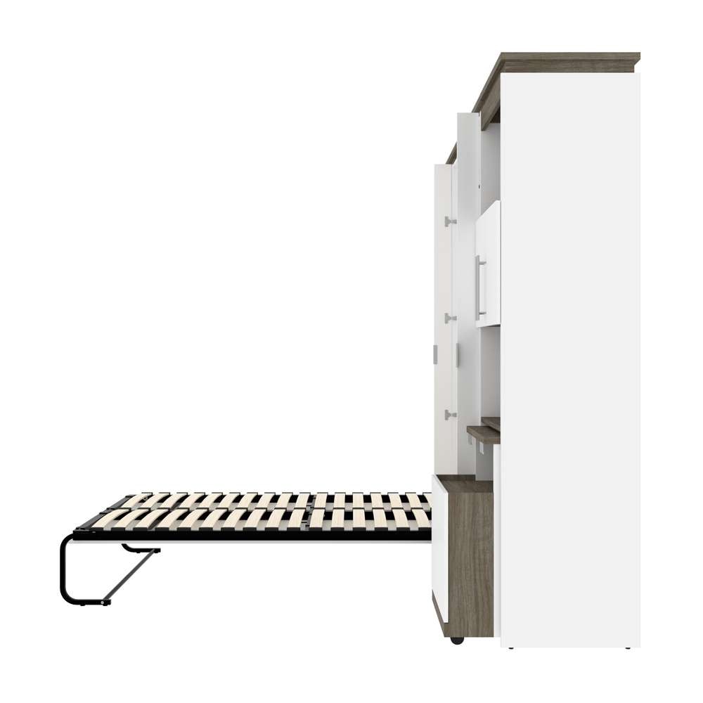 Bestar - Orion 118W Full Murphy Bed with Shelving and Fold-Out Desk (119W) in White & Walnut Grey - 116866-000017 veiw 10