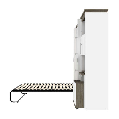 Bestar - Orion 118W Full Murphy Bed with Shelving and Fold-Out Desk (119W) in White & Walnut Grey - 116866-000017 veiw 10