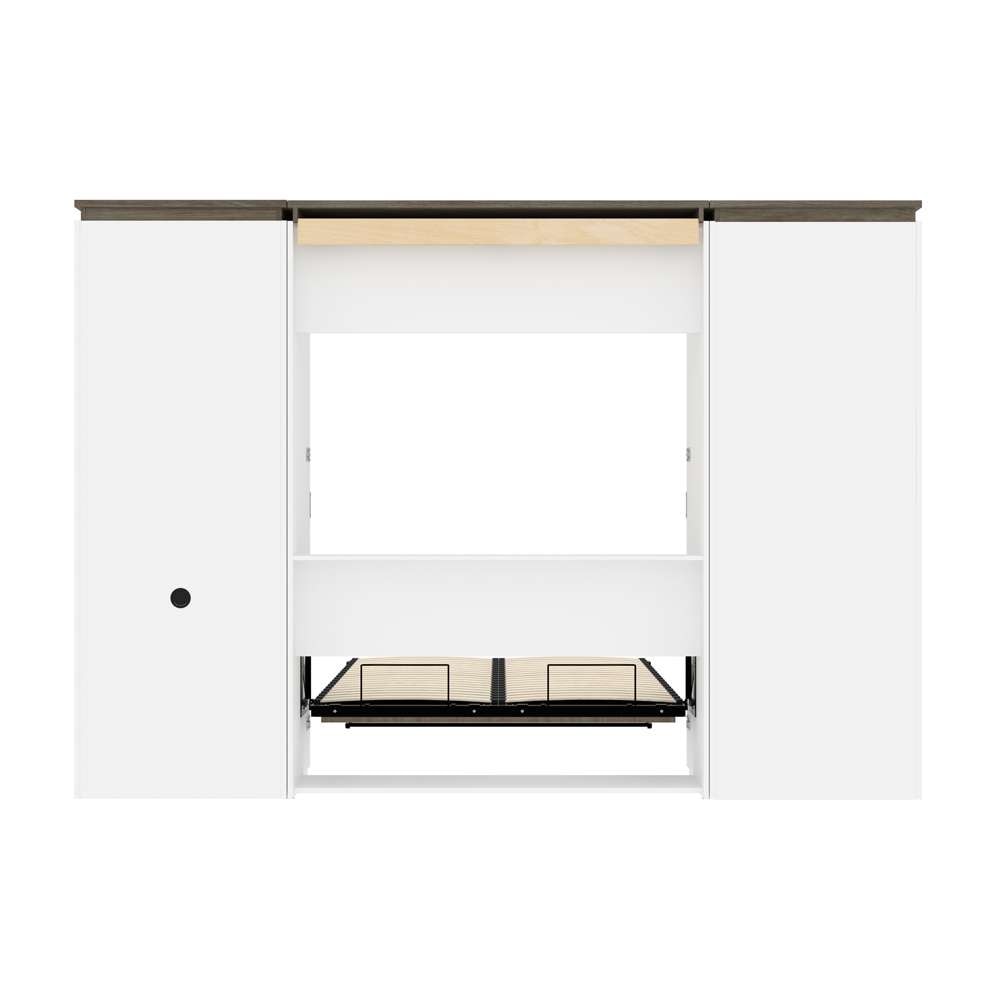 Bestar - Orion 118W Full Murphy Bed with Shelving and Fold-Out Desk (119W) in White & Walnut Grey - 116866-000017 veiw 11