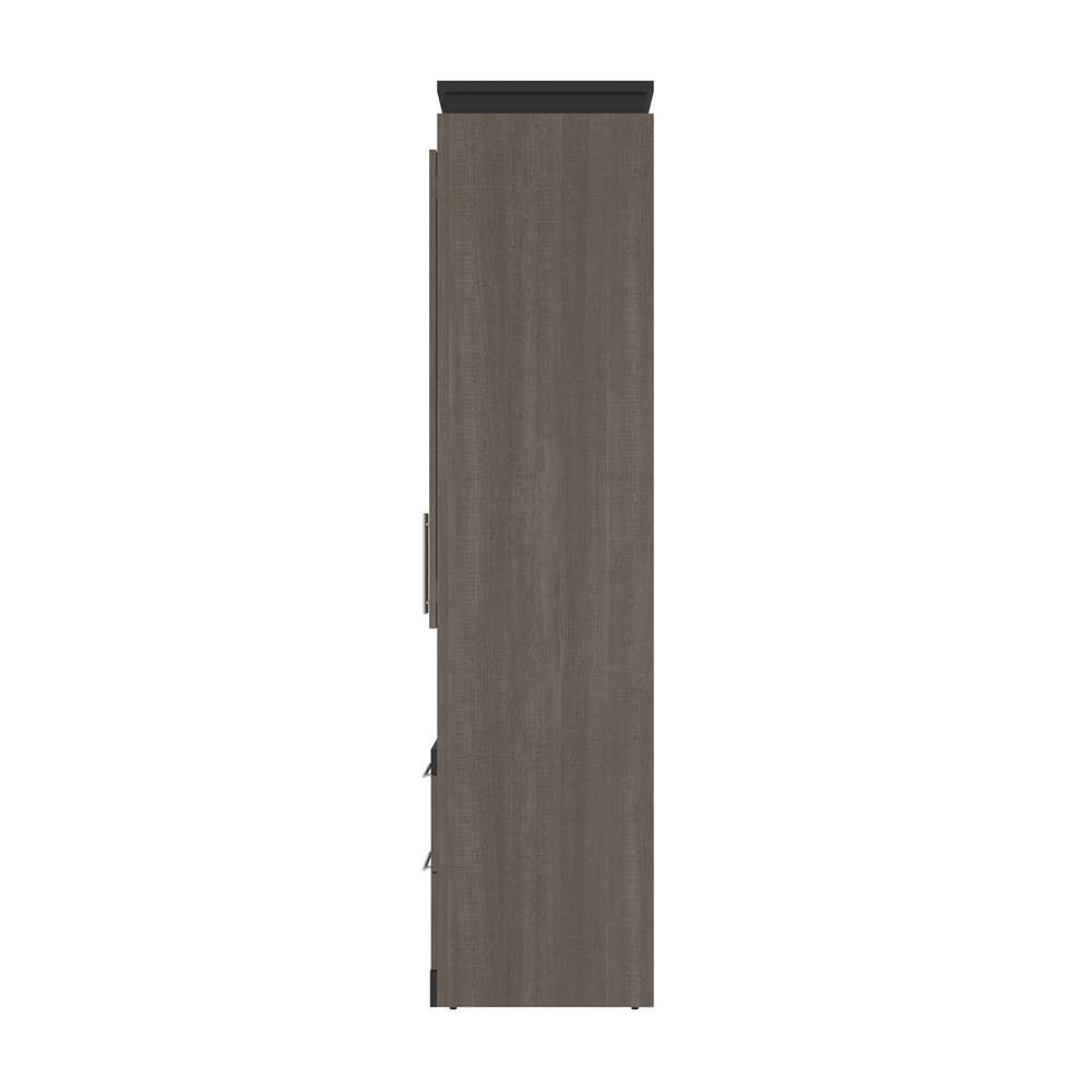 Bestar - Orion 124W Queen Murphy Bed and 2 Storage Cabinets with Pull-Out Shelves (125W) in Bark Gray & Graphite - 116870-000047 veiw 3
