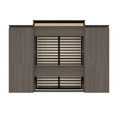 Bestar - Orion 124W Queen Murphy Bed and 2 Storage Cabinets with Pull-Out Shelves (125W) in Bark Gray & Graphite - 116870-000047 veiw 4