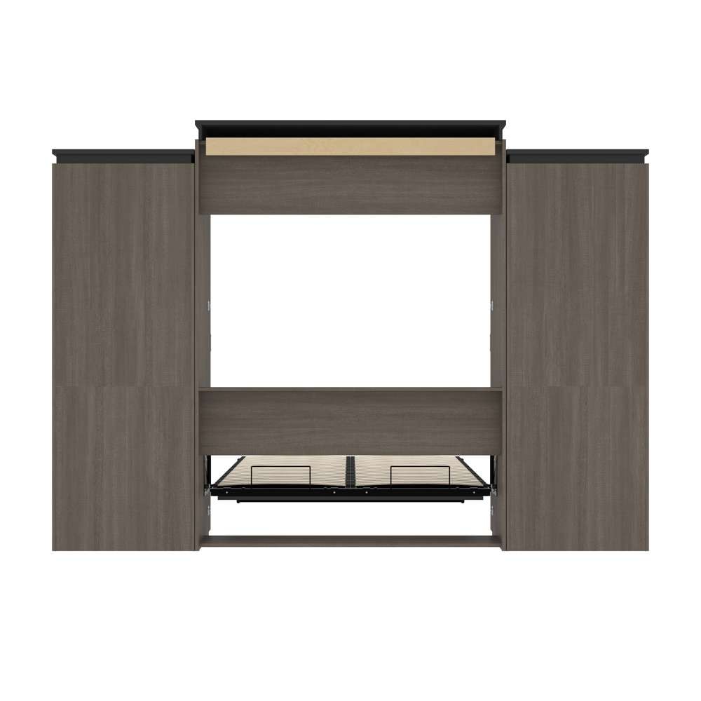 Bestar - Orion 124W Queen Murphy Bed and 2 Storage Cabinets with Pull-Out Shelves (125W) in Bark Gray & Graphite - 116870-000047 veiw 10