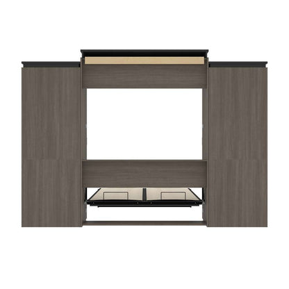 Bestar - Orion 124W Queen Murphy Bed and 2 Storage Cabinets with Pull-Out Shelves (125W) in Bark Gray & Graphite - 116870-000047 veiw 10