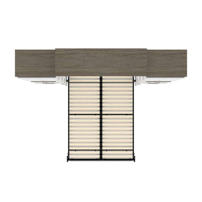 Bestar - Orion 124W Queen Murphy Bed and 2 Storage Cabinets with Pull-Out Shelves (125W) in White & Walnut Grey - 116870-000017 veiw 11