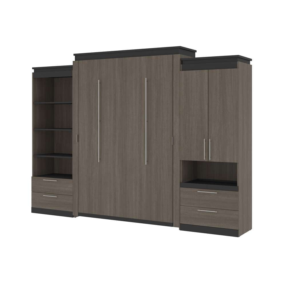 Bestar - Orion 124W Queen Murphy Bed and Multifunctional Storage with Drawers (125W) in Bark Gray & Graphite - 116874-000047 veiw 1
