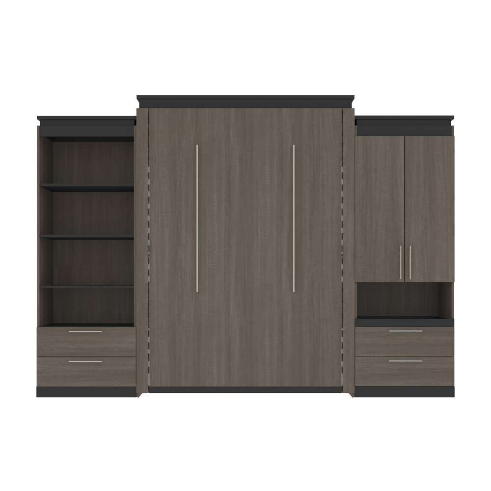 Bestar - Orion 124W Queen Murphy Bed and Multifunctional Storage with Drawers (125W) in Bark Gray & Graphite - 116874-000047 veiw 2