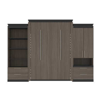 Bestar - Orion 124W Queen Murphy Bed and Multifunctional Storage with Drawers (125W) in Bark Gray & Graphite - 116874-000047 veiw 2