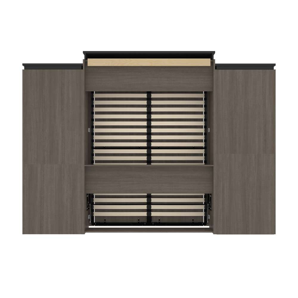 Bestar - Orion 124W Queen Murphy Bed and Multifunctional Storage with Drawers (125W) in Bark Gray & Graphite - 116874-000047 veiw 4