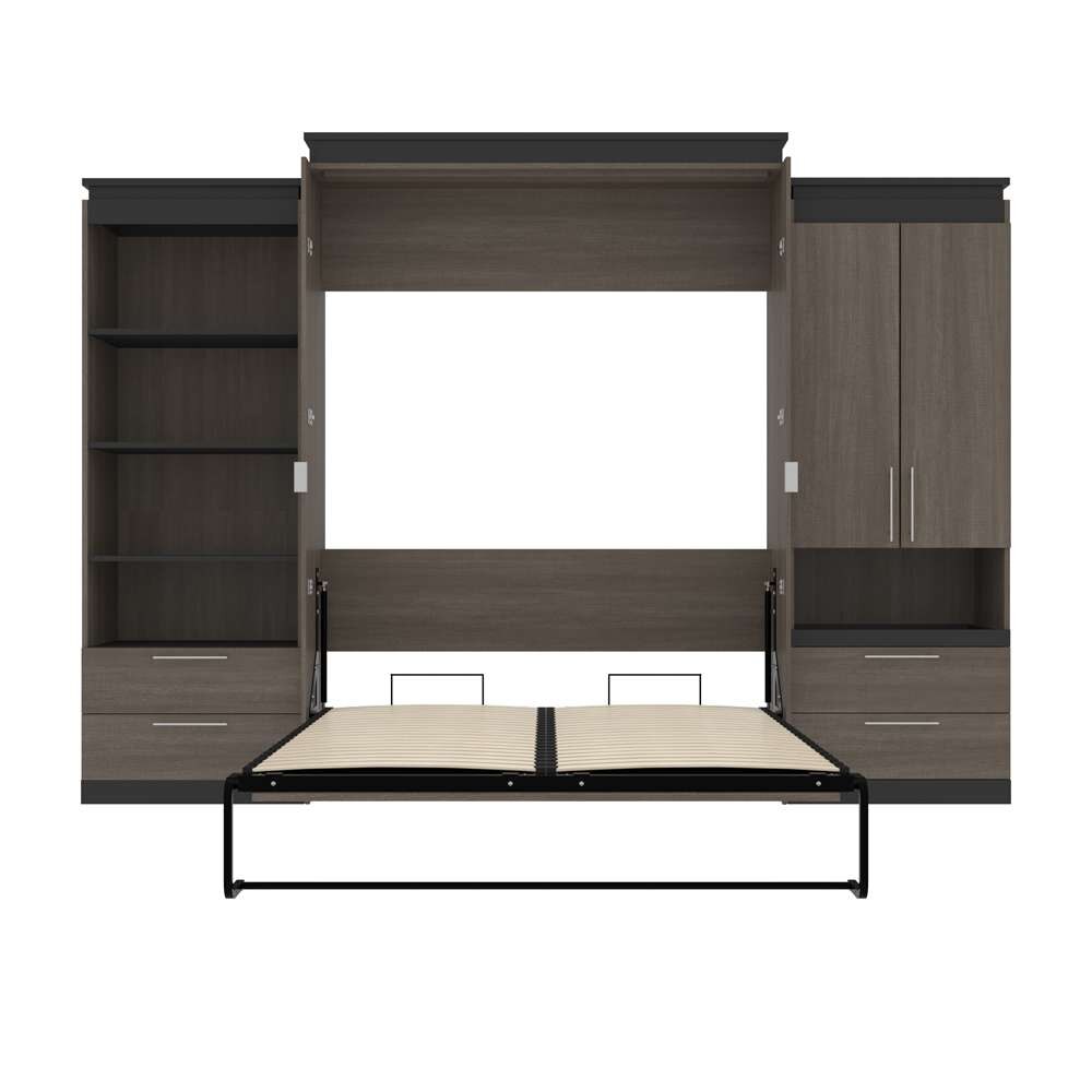 Bestar - Orion 124W Queen Murphy Bed and Multifunctional Storage with Drawers (125W) in Bark Gray & Graphite - 116874-000047 veiw 9