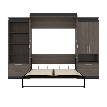 Bestar - Orion 124W Queen Murphy Bed and Multifunctional Storage with Drawers (125W) in Bark Gray & Graphite - 116874-000047 veiw 9