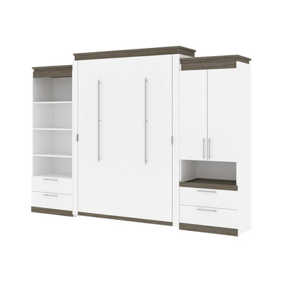 Bestar - Orion 124W Queen Murphy Bed and Multifunctional Storage with Drawers (125W) in White & Walnut Grey - 116874-000017 veiw 1