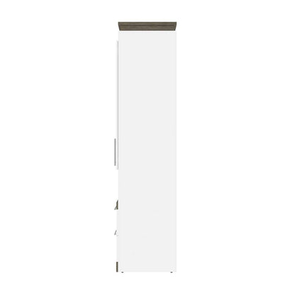 Bestar - Orion 124W Queen Murphy Bed and Multifunctional Storage with Drawers (125W) in White & Walnut Grey - 116874-000017 veiw 3