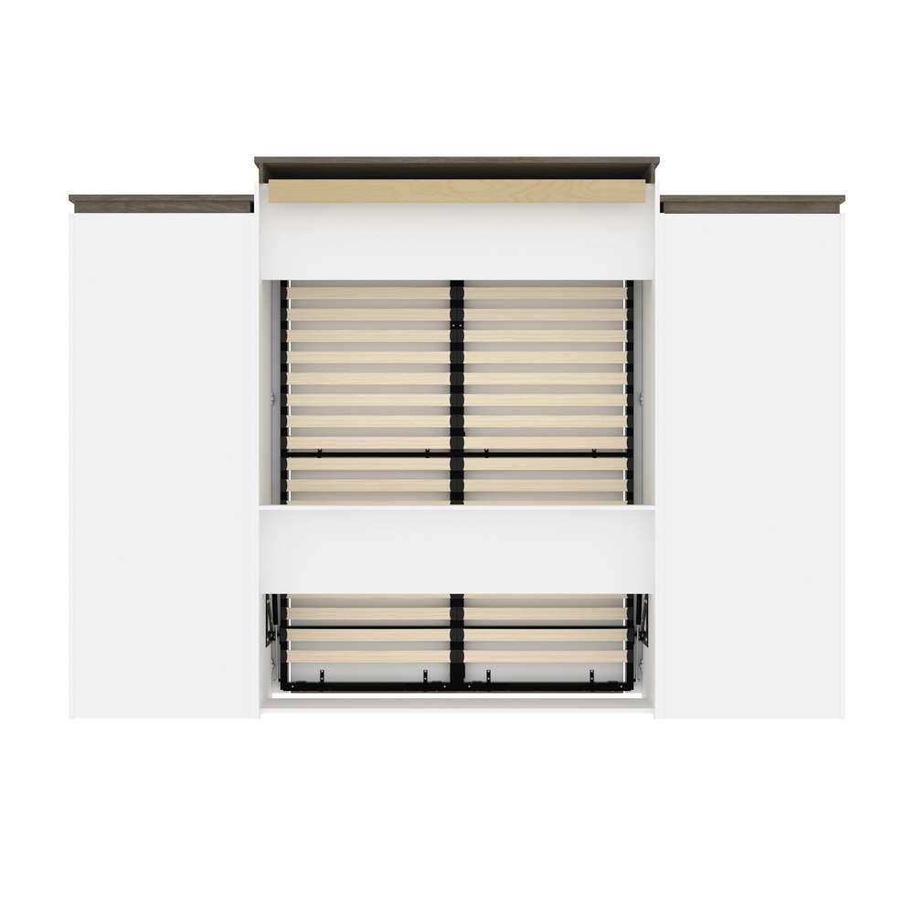 Bestar - Orion 124W Queen Murphy Bed and Multifunctional Storage with Drawers (125W) in White & Walnut Grey - 116874-000017 veiw 4