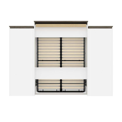Bestar - Orion 124W Queen Murphy Bed and Multifunctional Storage with Drawers (125W) in White & Walnut Grey - 116874-000017 veiw 4