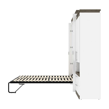 Bestar - Orion 124W Queen Murphy Bed and Multifunctional Storage with Drawers (125W) in White & Walnut Grey - 116874-000017 veiw 9