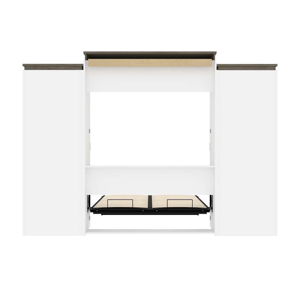 Bestar - Orion 124W Queen Murphy Bed and Multifunctional Storage with Drawers (125W) in White & Walnut Grey - 116874-000017 veiw 10