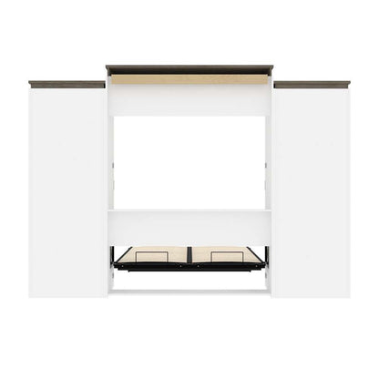 Bestar - Orion 124W Queen Murphy Bed and Multifunctional Storage with Drawers (125W) in White & Walnut Grey - 116874-000017 veiw 10