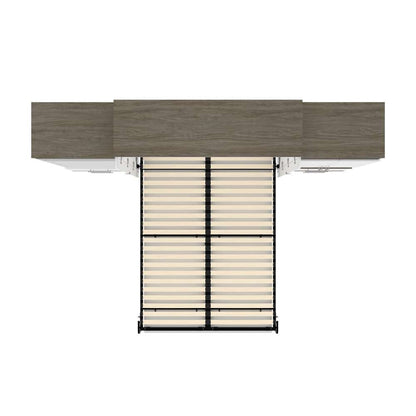 Bestar - Orion 124W Queen Murphy Bed and Multifunctional Storage with Drawers (125W) in White & Walnut Grey - 116874-000017 veiw 11