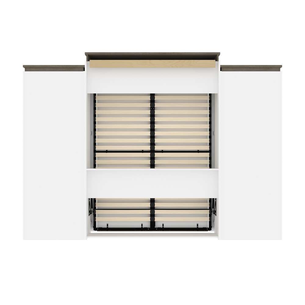 Bestar - Orion 124W Queen Murphy Bed with 2 Shelving Units (125W) in White & Walnut Grey - 116886-000017 veiw 4