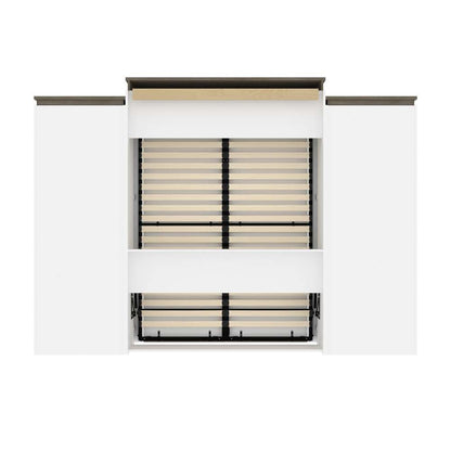 Bestar - Orion 124W Queen Murphy Bed with 2 Shelving Units (125W) in White & Walnut Grey - 116886-000017 veiw 4