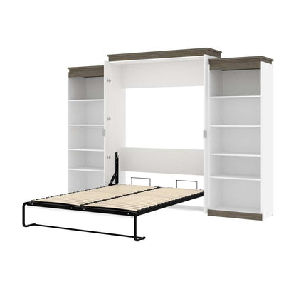 Bestar - Orion 124W Queen Murphy Bed with 2 Shelving Units (125W) in White & Walnut Grey - 116886-000017 veiw 6