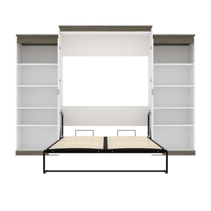 Bestar - Orion 124W Queen Murphy Bed with 2 Shelving Units (125W) in White & Walnut Grey - 116886-000017 veiw 8
