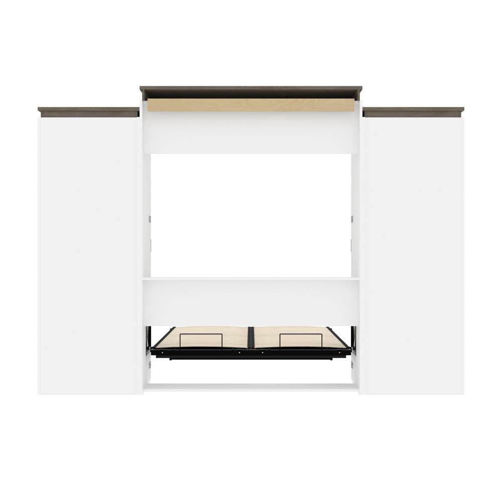 Bestar - Orion 124W Queen Murphy Bed with 2 Shelving Units (125W) in White & Walnut Grey - 116886-000017 veiw 10