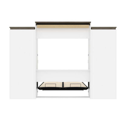 Bestar - Orion 124W Queen Murphy Bed with 2 Shelving Units (125W) in White & Walnut Grey - 116886-000017 veiw 10