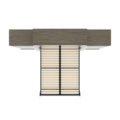 Bestar - Orion 124W Queen Murphy Bed with 2 Shelving Units (125W) in White & Walnut Grey - 116886-000017 veiw 11