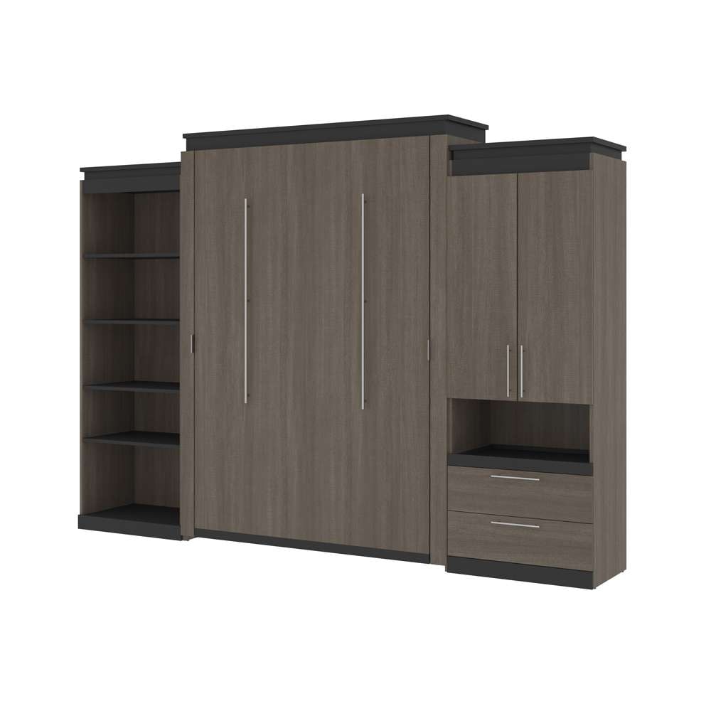 Bestar - Orion 124W Queen Murphy Bed with Multifunctional Storage (125W) in Bark Gray & Graphite - 116873-000047 veiw 1