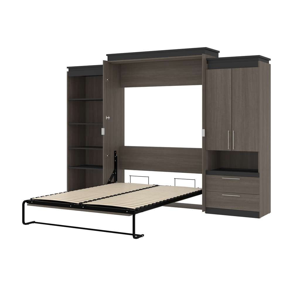 Bestar - Orion 124W Queen Murphy Bed with Multifunctional Storage (125W) in Bark Gray & Graphite - 116873-000047 veiw 6