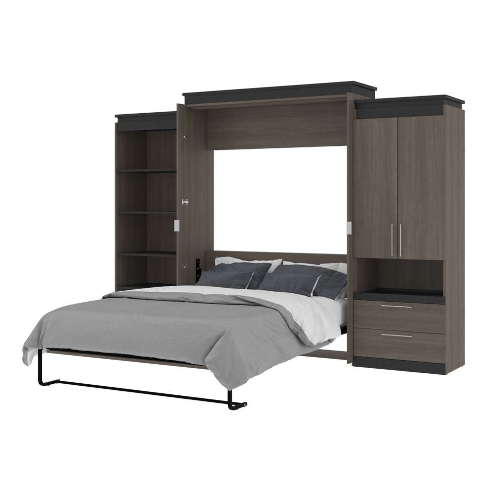 Bestar - Orion 124W Queen Murphy Bed with Multifunctional Storage (125W) in Bark Gray & Graphite - 116873-000047 veiw 7