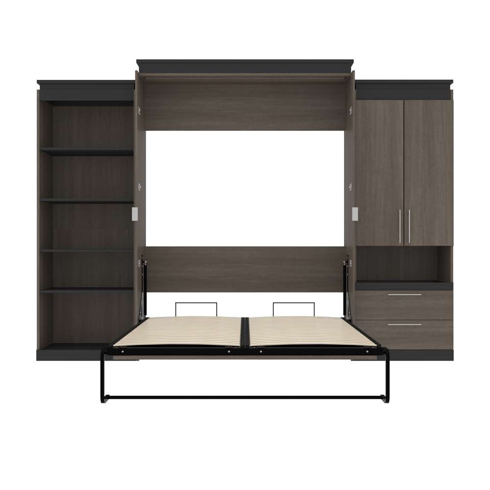 Bestar - Orion 124W Queen Murphy Bed with Multifunctional Storage (125W) in Bark Gray & Graphite - 116873-000047 veiw 9