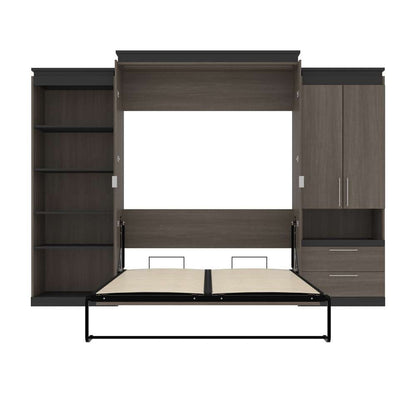 Bestar - Orion 124W Queen Murphy Bed with Multifunctional Storage (125W) in Bark Gray & Graphite - 116873-000047 veiw 9